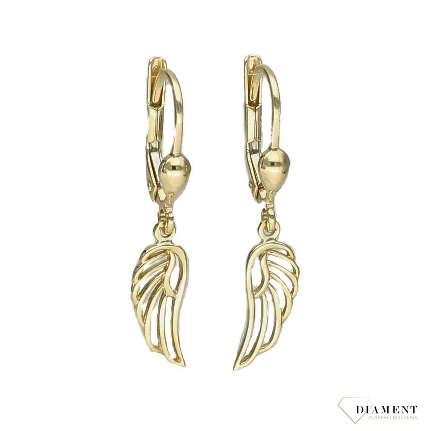 Kolczyki złote wiszące skrzydła na angielskie zapięcia KL 9466.jpg